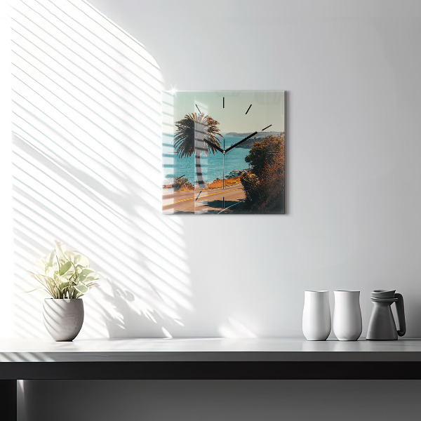Reloj cuadrado Palmeras en Malibú