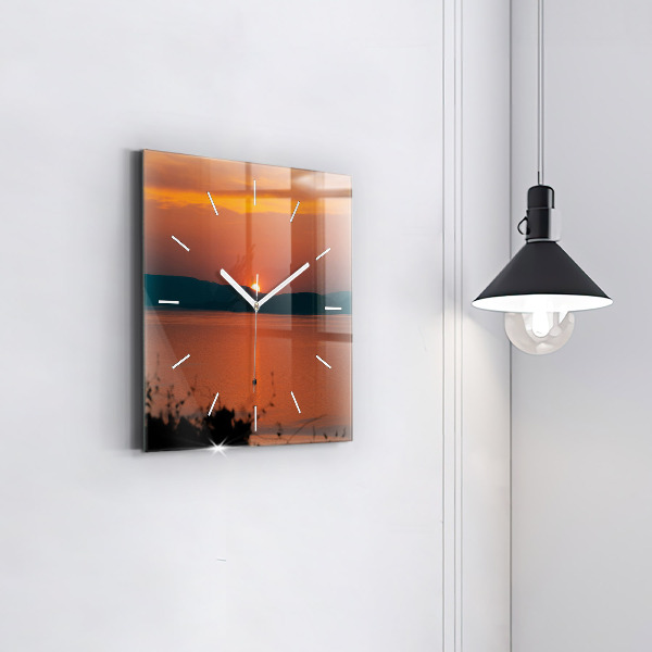 Reloj de pared cuadrado Lago Balaton al atardecer