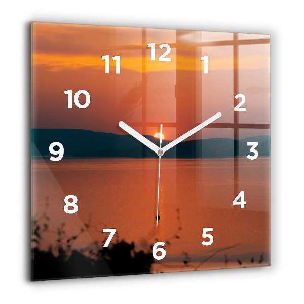 Reloj de pared cuadrado Lago Balaton al atardecer