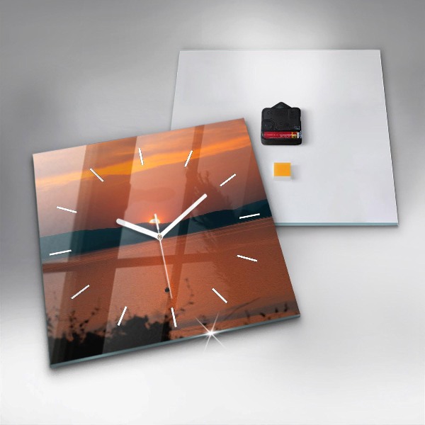 Reloj de pared cuadrado Lago Balaton al atardecer