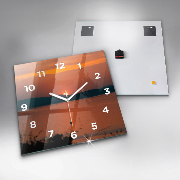 Reloj de pared cuadrado Lago Balaton al atardecer