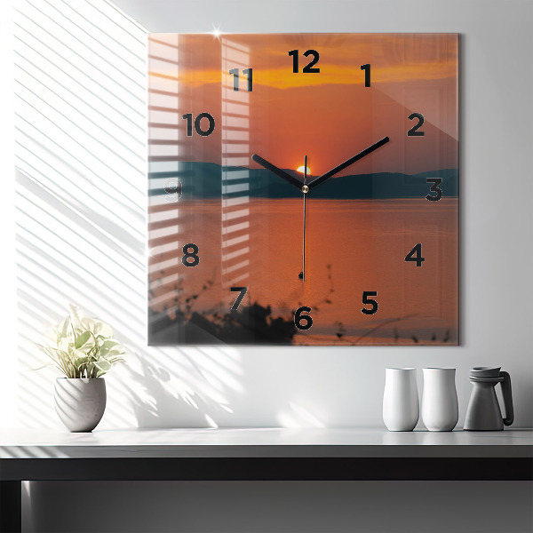 Reloj de pared cuadrado Lago Balaton al atardecer