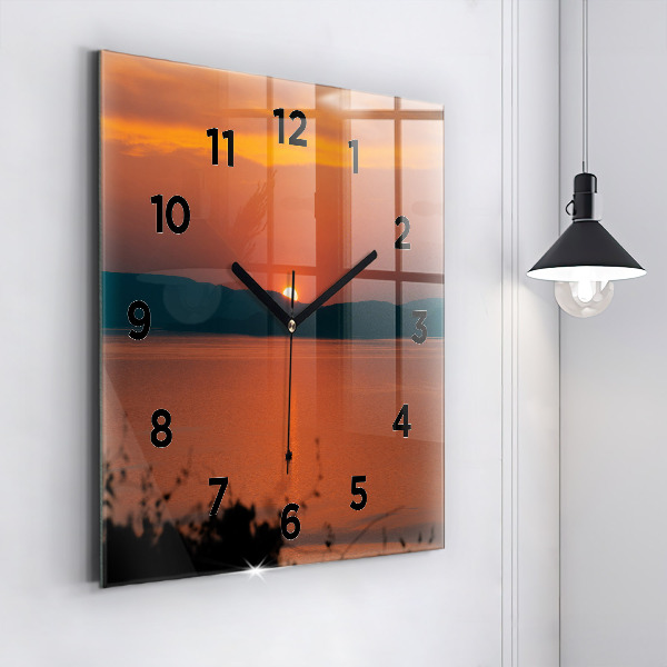 Reloj de pared cuadrado Lago Balaton al atardecer