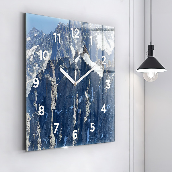 Reloj de pared cuadrado Los Alpes en invierno