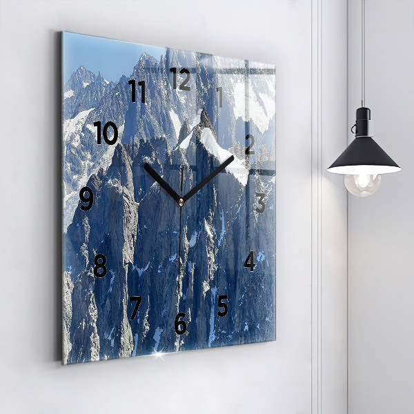 Reloj de pared cuadrado Los Alpes en invierno