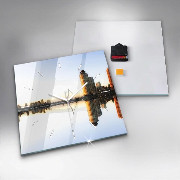 Reloj de pared cuadrado Ciudad junto al río