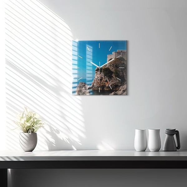 Reloj de pared cuadrado Acantilados de Dubrovnik