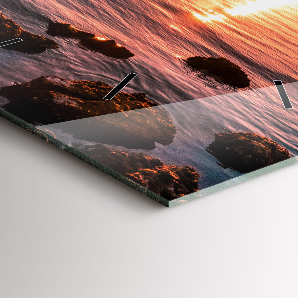 Reloj cuadrado Rocas al atardecer