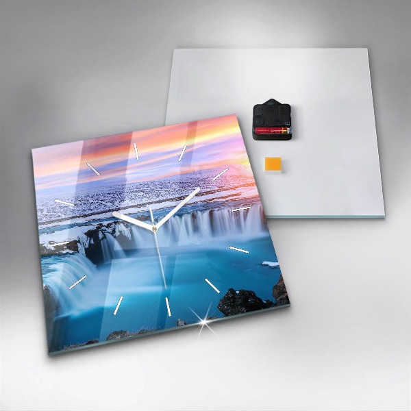 Reloj de pared cuadrado Cascada de Godafoss Islandia