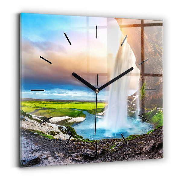 Reloj de pared cuadrado Cascada en Islandia