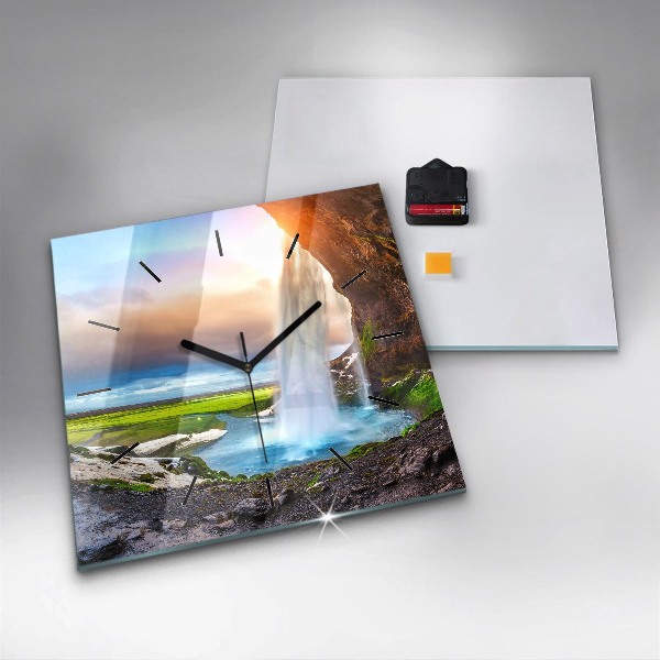 Reloj de pared cuadrado Cascada en Islandia