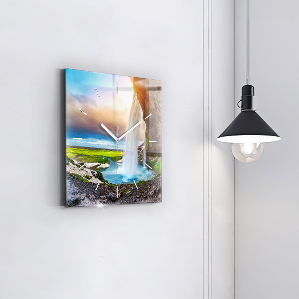 Reloj de pared cuadrado Cascada en Islandia