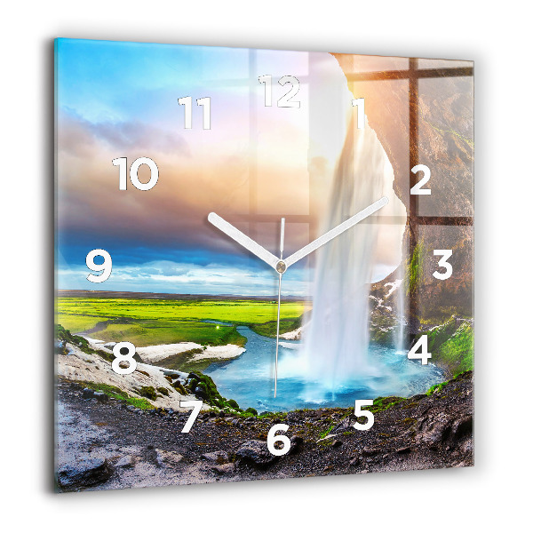 Reloj de pared cuadrado Cascada en Islandia