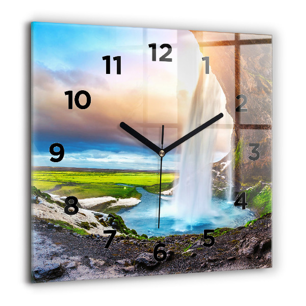 Reloj de pared cuadrado Cascada en Islandia