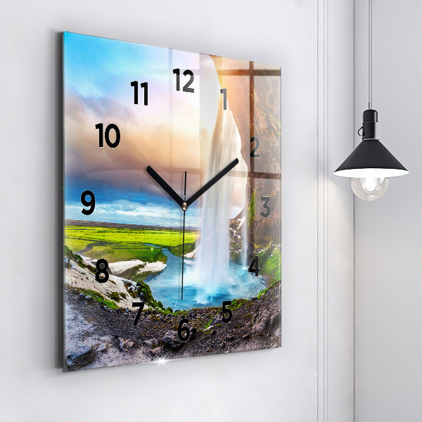 Reloj de pared cuadrado Cascada en Islandia