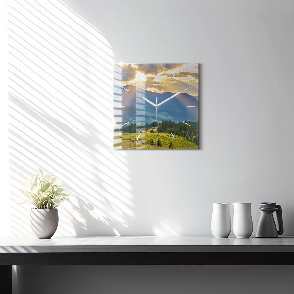 Reloj de pared cuadrado Paisaje con bosques