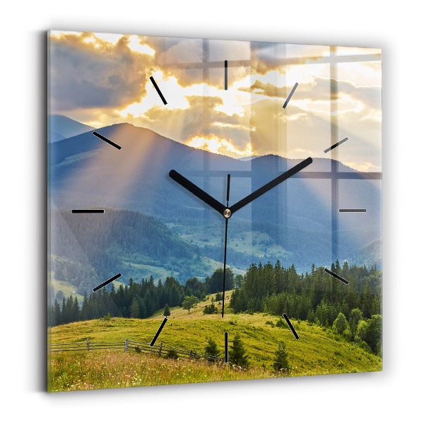 Reloj de pared cuadrado Paisaje con bosques
