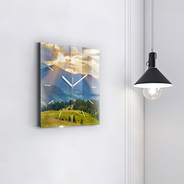 Reloj de pared cuadrado Paisaje con bosques