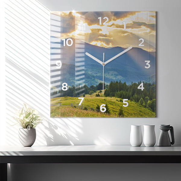 Reloj de pared cuadrado Paisaje con bosques