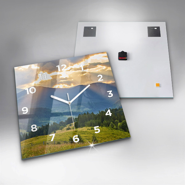 Reloj de pared cuadrado Paisaje con bosques