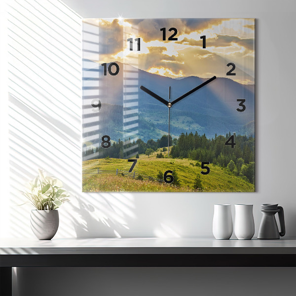 Reloj de pared cuadrado Paisaje con bosques