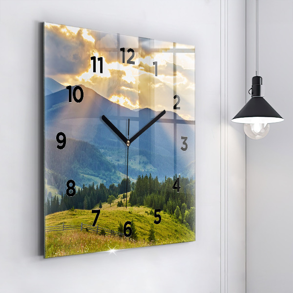 Reloj de pared cuadrado Paisaje con bosques