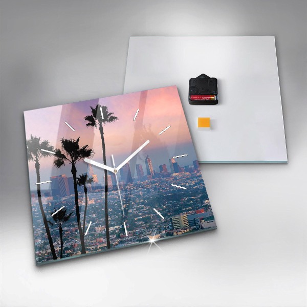 Reloj de pared cuadrado Puesta de sol en Los Ángeles