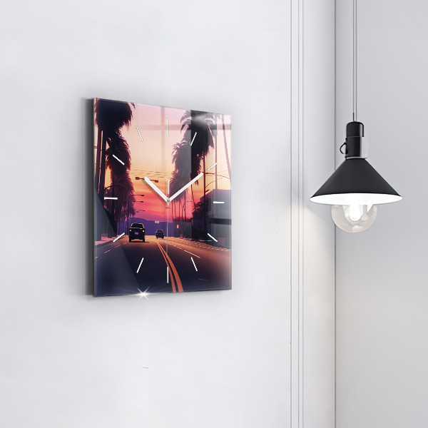 Reloj de pared cuadrado Puesta de sol en Los Ángeles