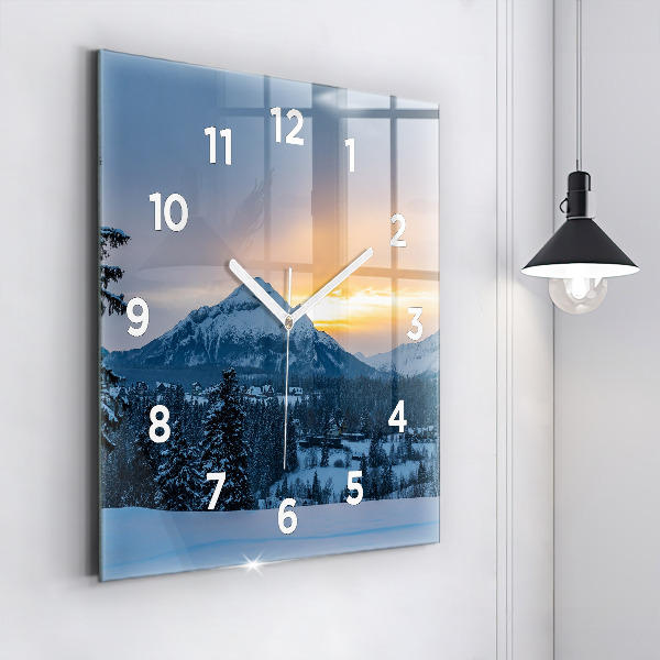 Reloj de pared cuadrado Paisaje de montaña