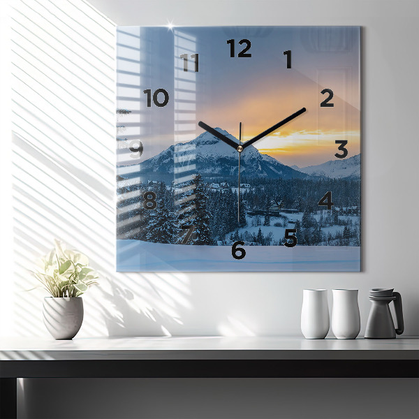 Reloj de pared cuadrado Paisaje de montaña