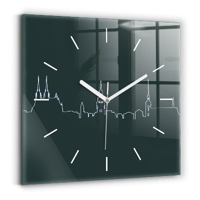 Reloj cuadrado Line-art de la ciudad de Brno