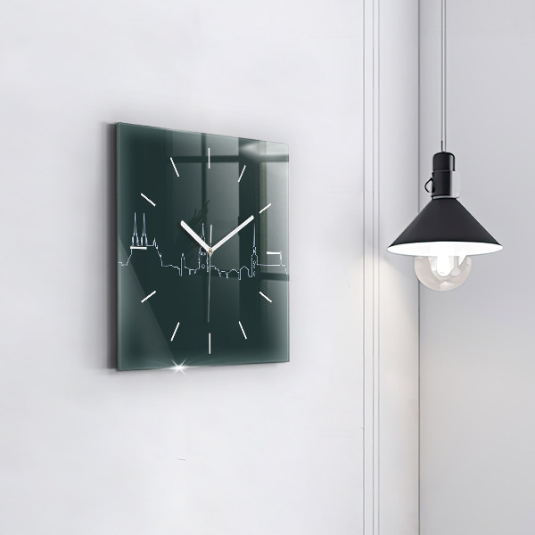 Reloj cuadrado Line-art de la ciudad de Brno