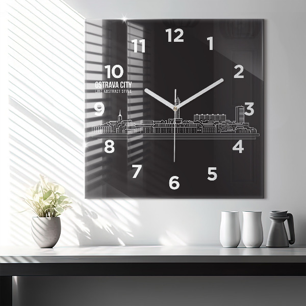 Reloj de pared cuadrado Dibujo de la ciudad de Ostrava