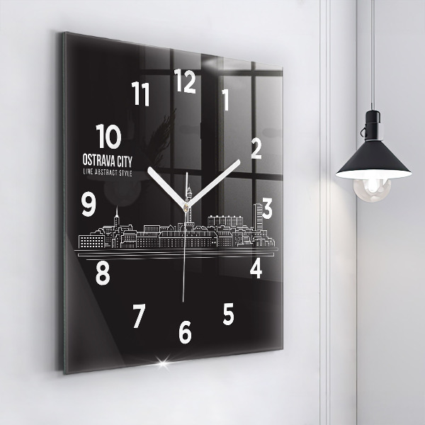 Reloj de pared cuadrado Dibujo de la ciudad de Ostrava