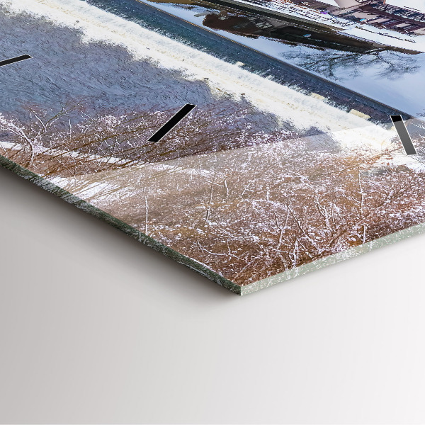 Reloj de pared cuadrado Panorama de una ciudad en invierno