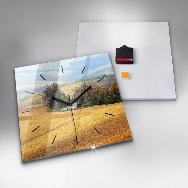 Reloj de pared cuadrado Paisaje rural de Moravia