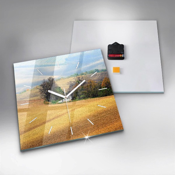 Reloj de pared cuadrado Paisaje rural de Moravia