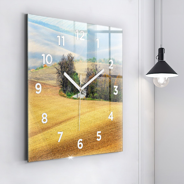 Reloj de pared cuadrado Paisaje rural de Moravia