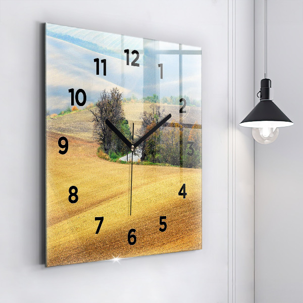 Reloj de pared cuadrado Paisaje rural de Moravia