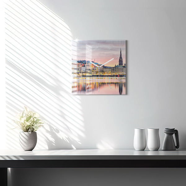 Reloj cuadrado Alster en Hamburgo