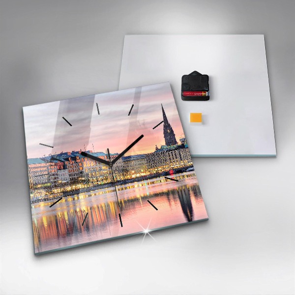 Reloj cuadrado Alster en Hamburgo