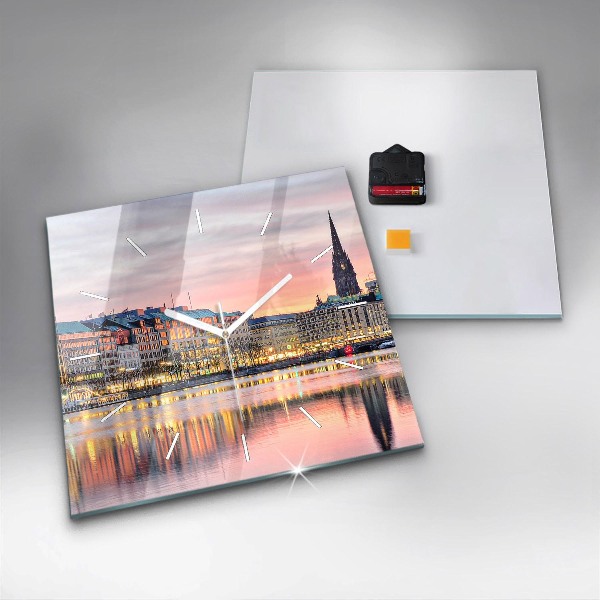 Reloj cuadrado Alster en Hamburgo