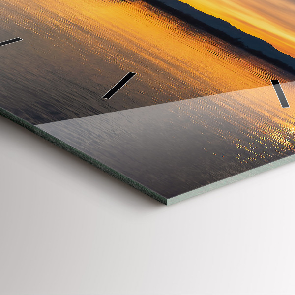 Reloj de pared cuadrado Puesta de sol sobre un lago