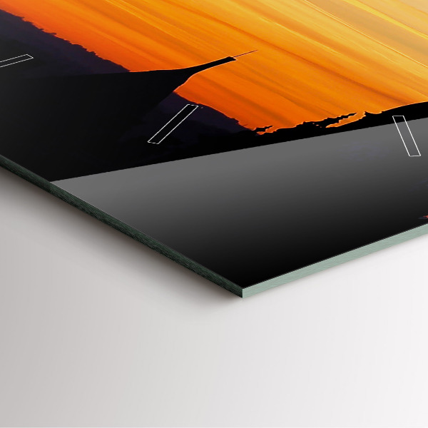 Reloj cuadrado Edificio y puesta de sol