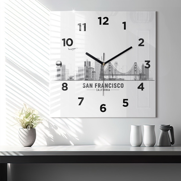 Reloj de pared cuadrado Panorama de San Francisco