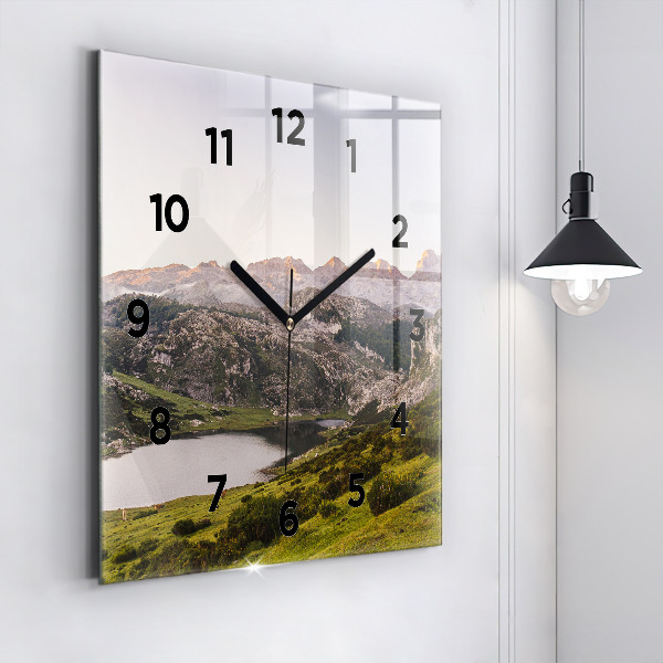 Reloj de pared cuadrado Lago y montañas de los Pirineos