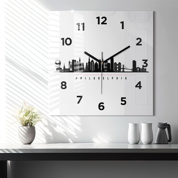 Reloj de pared cuadrado Ilustración Filadelfia