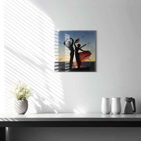 Reloj cuadrado Baile español en el mar