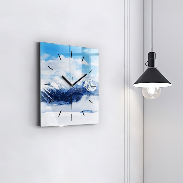 Reloj de pared cuadrado Panorama de montañas