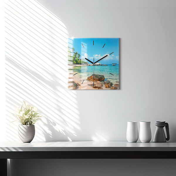 Reloj cuadrado Hermosa playa en Tailandia